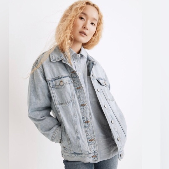 NWT The Oversized Trucker Jean Jacket in Fitzgerald Wash XXS - Picture 7 of 8